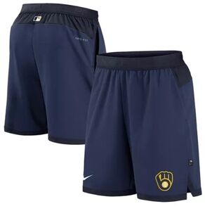 Nike Milwaukee Brewers Authentic Performance Shorts Size S - Navy MLB Training